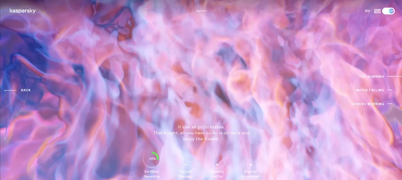 Fire study: translucent folds fill the frame