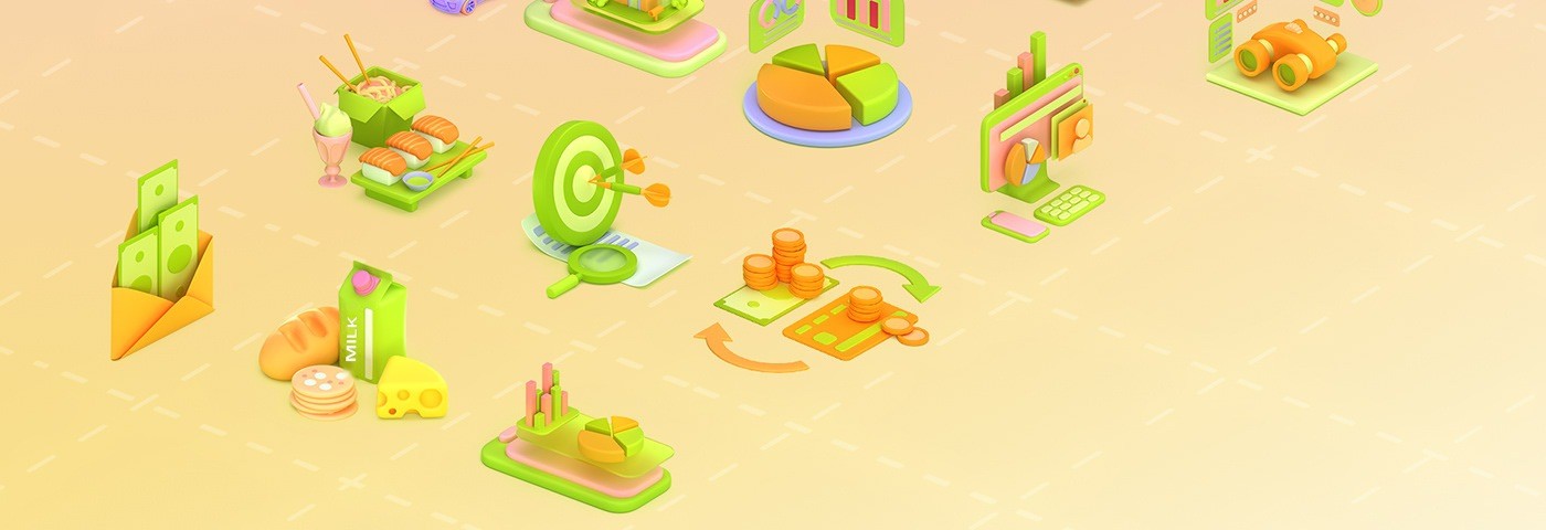 Goals and budgets icon set